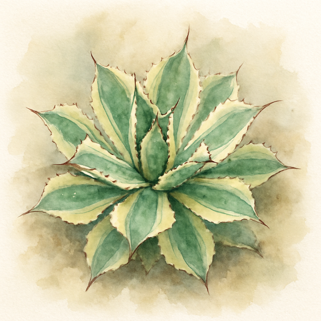 Agave potatorum ‘Ouhi Raijin Variegata’ Rare Variegated Agave