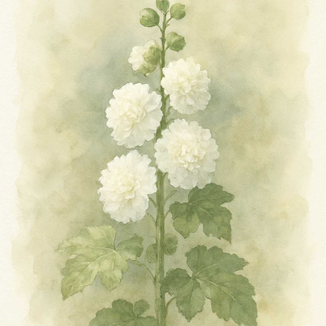 Alcea 'Double White'