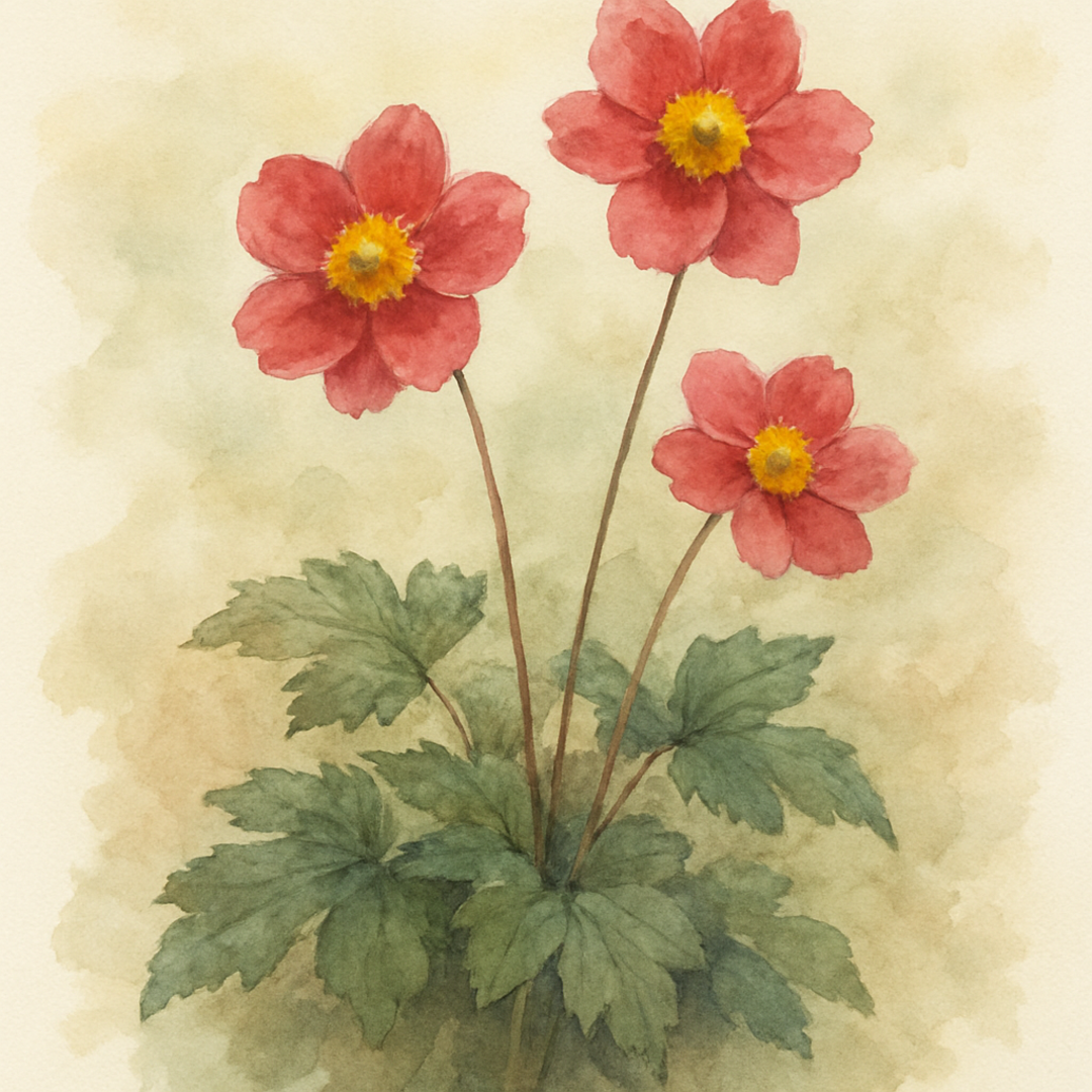 Anemone hupehensis var. japonica ‘Bressingham Glow’ (Japanese Anemone)