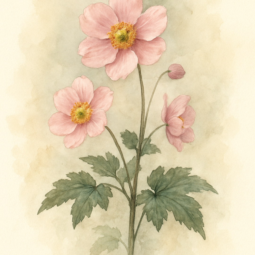 Anemone × hybrida 'Queen Charlotte'
