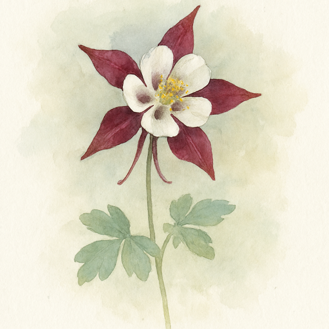 Aquilegia ‘Swan Burgundy and White’