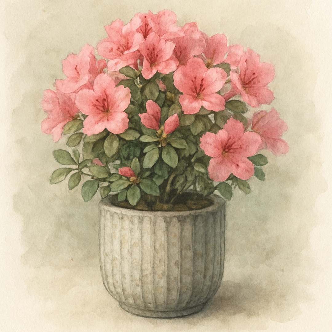 Azalea Ribbed Plant Speckled Grey Stone