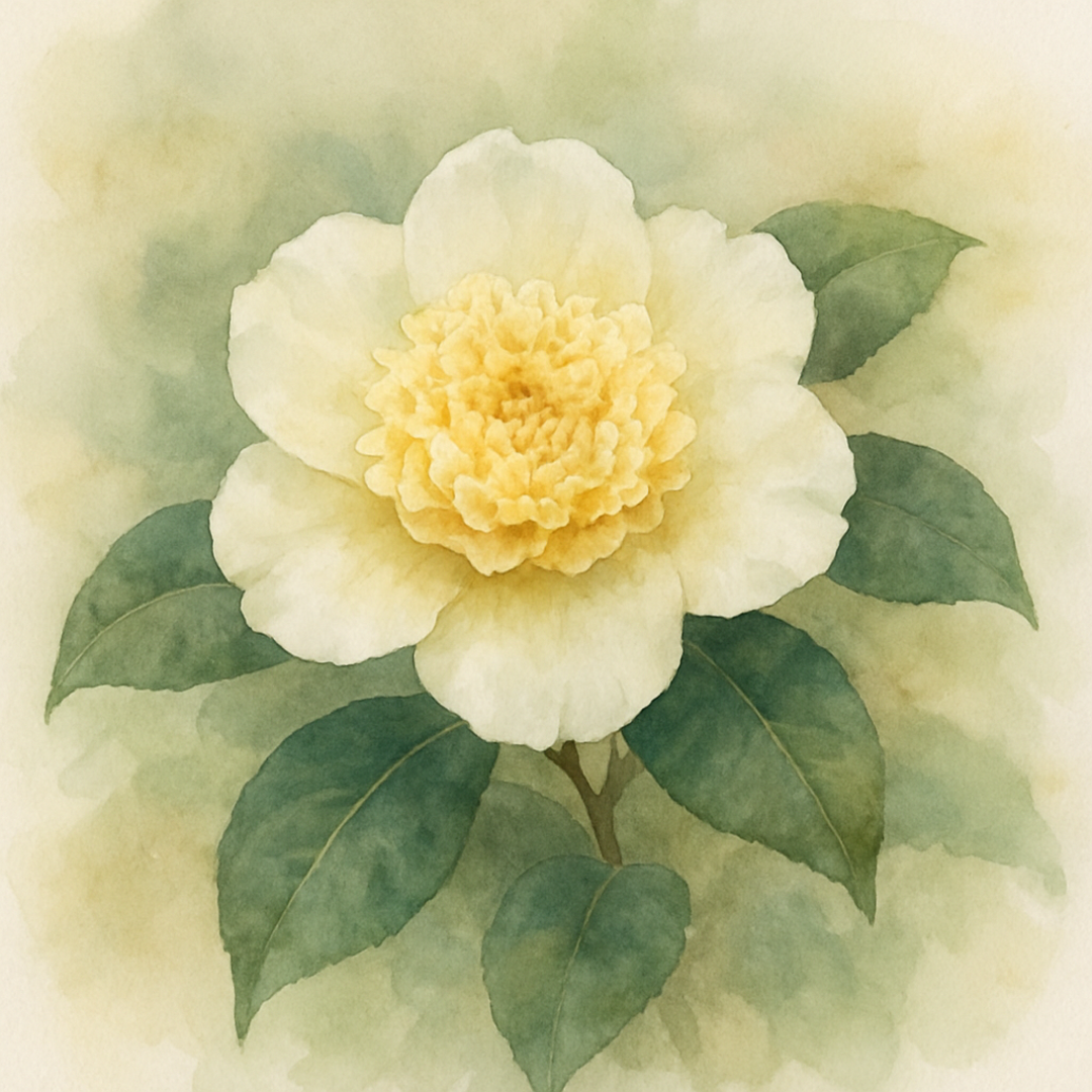 Camellia japonica 'Brushfield's Yellow'