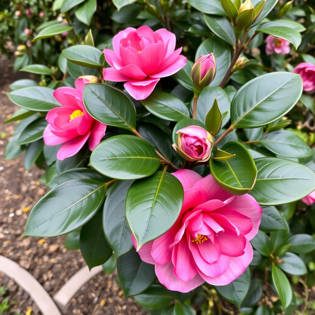 Camellia × williamsii 'Anticipation' Shrub