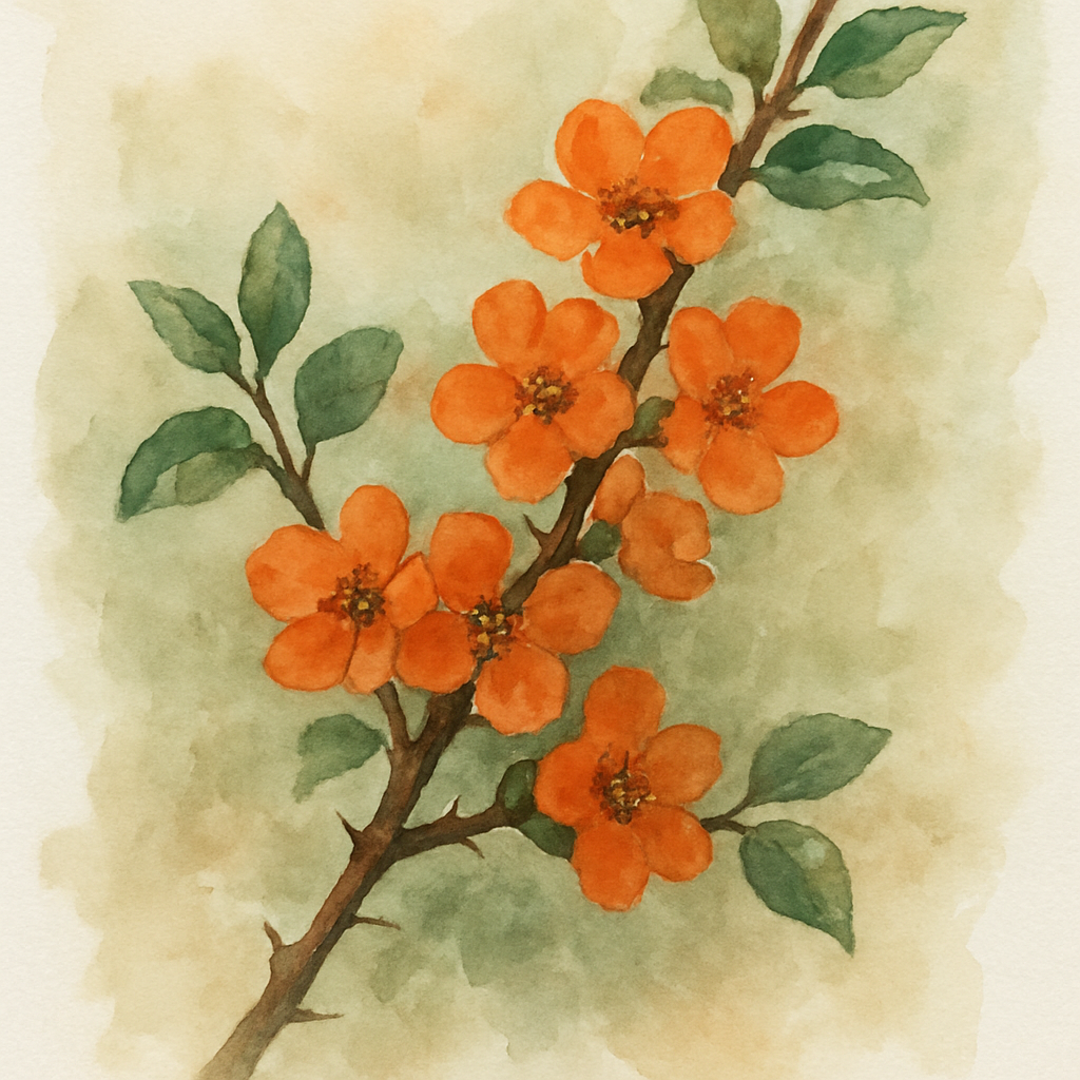 Chaenomeles speciosa 'Mango Storm'