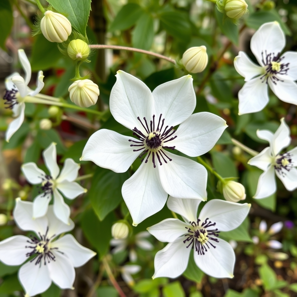 Clematis viticella Alba Luxurians