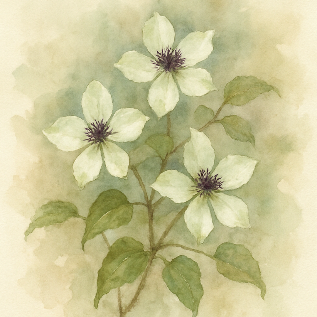 Clematis viticella Alba Luxurians