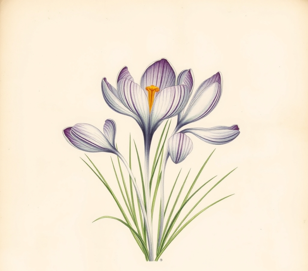 Crocus Large Flowering Striped Bird