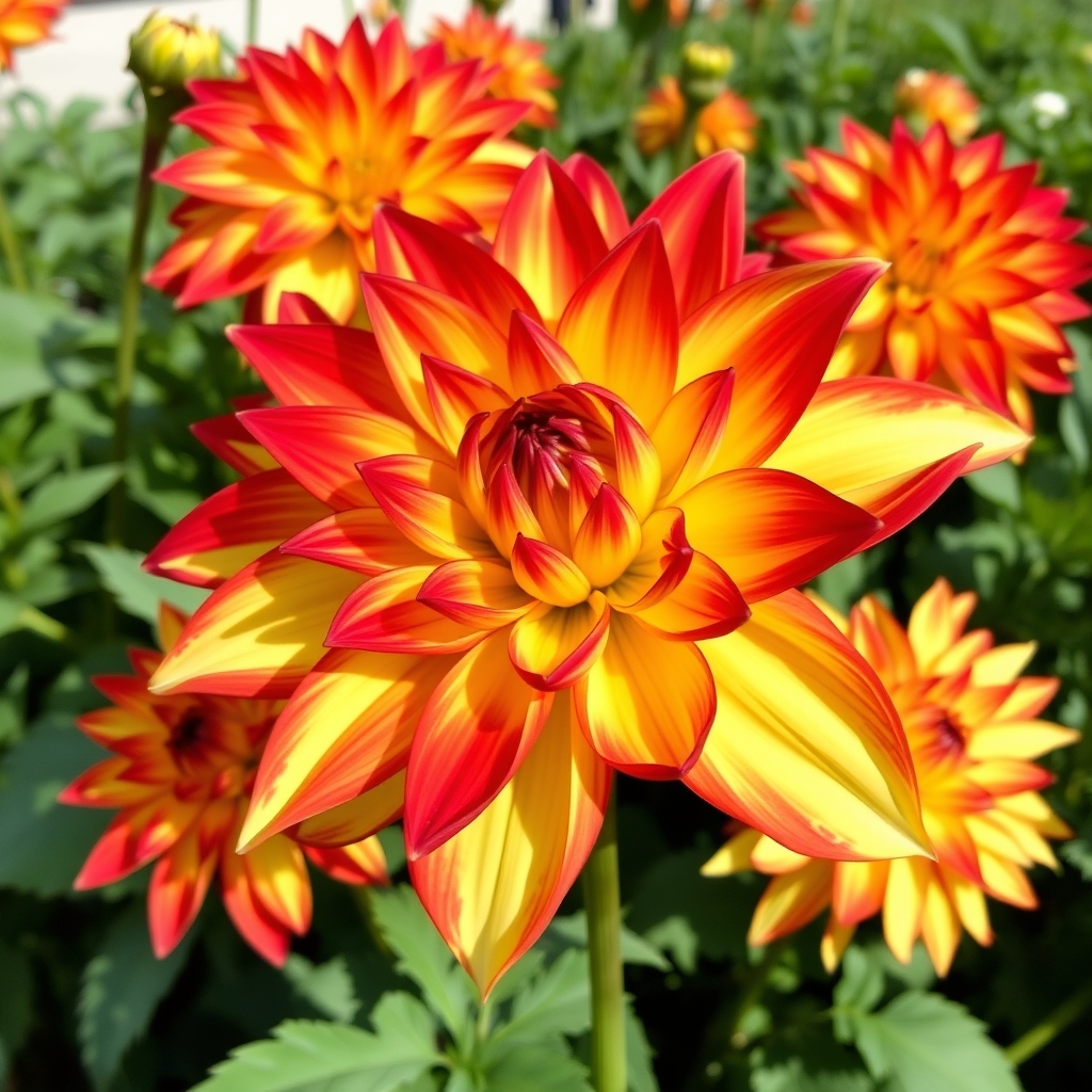 Dahlia 'Fire and Ice Lemon'