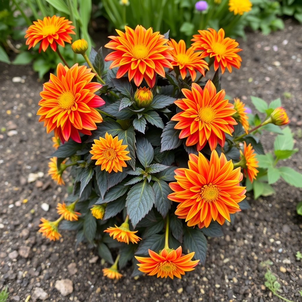 Dahlia Happy Days Orange Red Bicolour Basket Plants