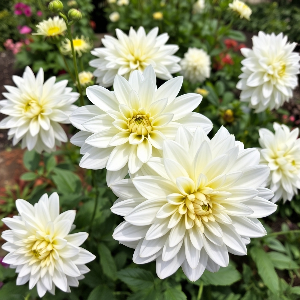 Dahlia Maggiore White Creamy White Garden Blooms