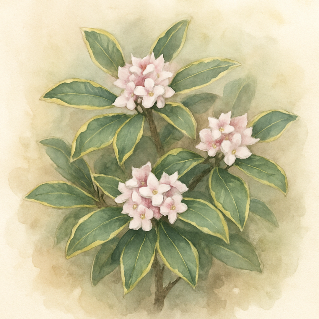 Daphne odora 'Aureomarginata Scented Flowers'