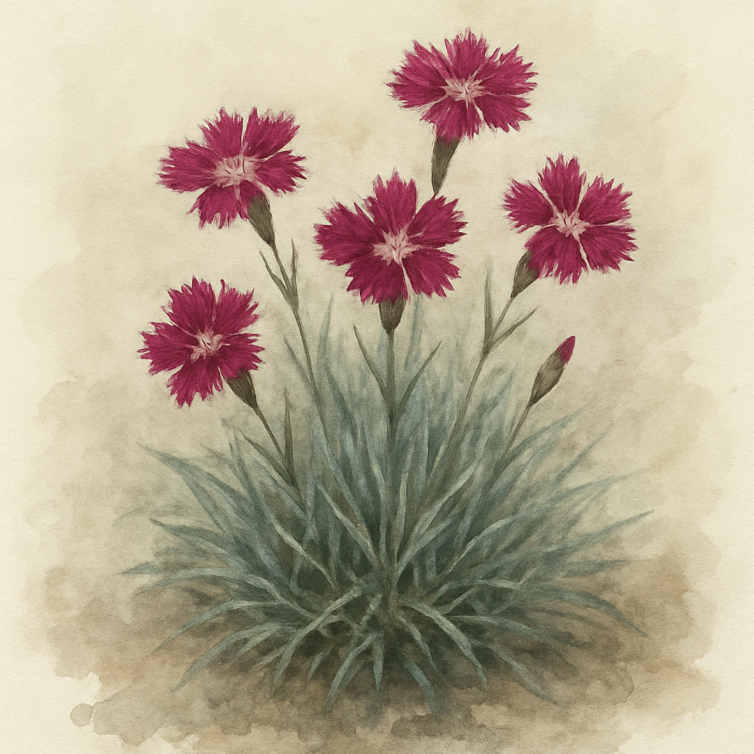 Dianthus Alpine 'Morello Star'. Hardy scented garden ready plant.