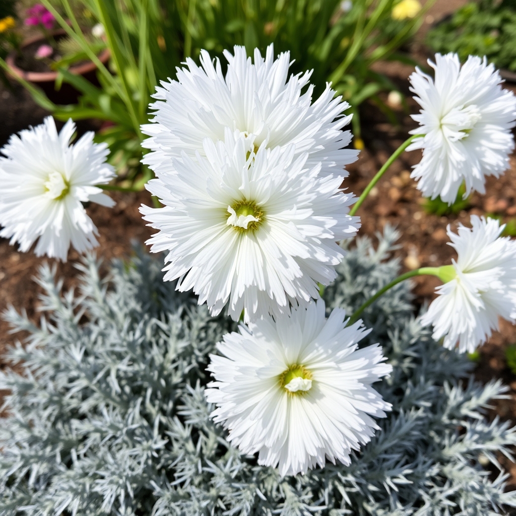 Dianthus plumarius Garden Pink 'Mrs Sinkins' hardy scented plant.