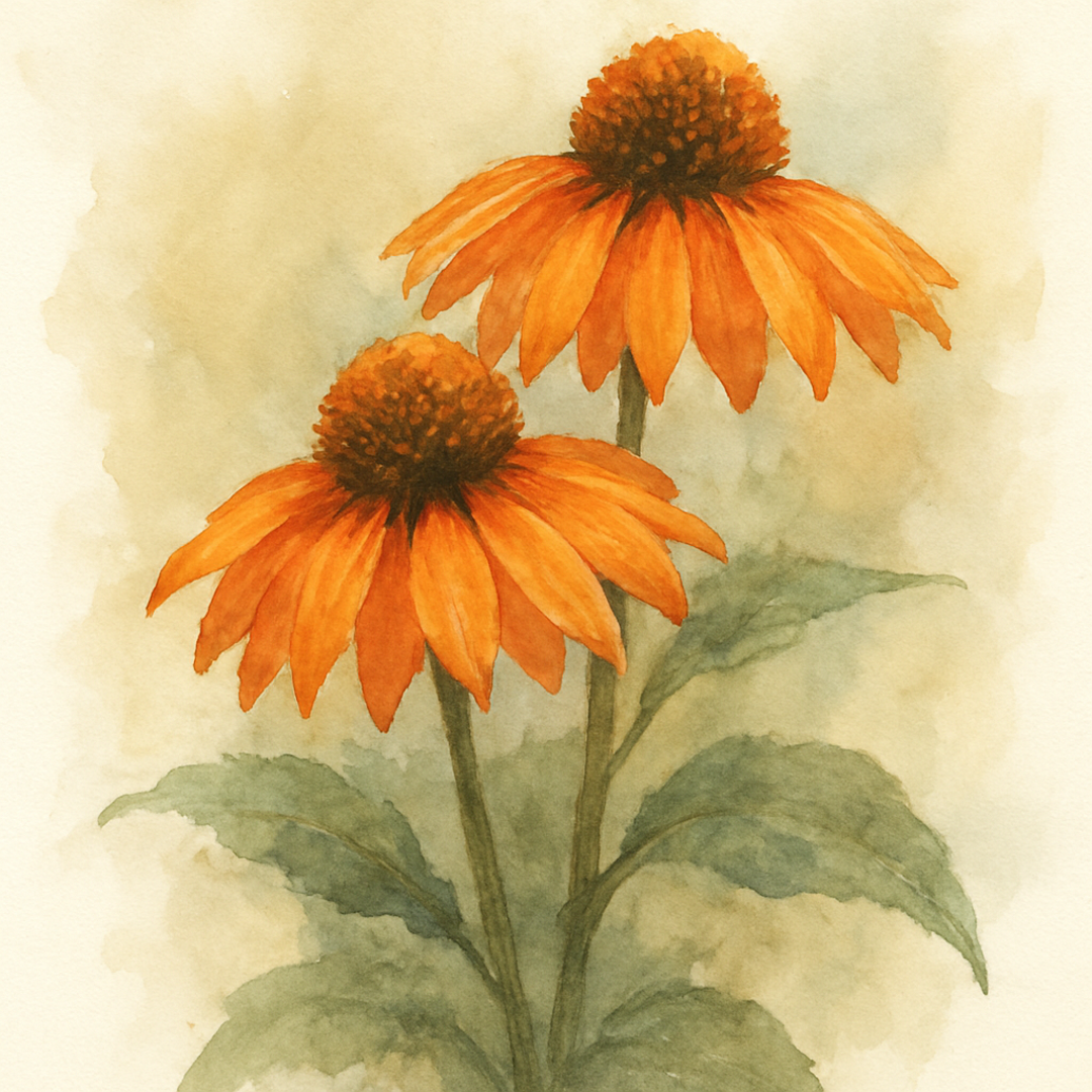 Pair of Orange Echinacea
