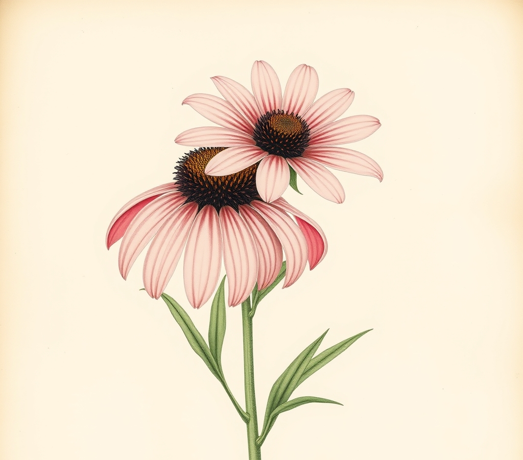 Pair of Pink Echinacea