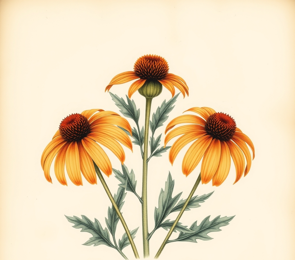 Trio of Orange Echinacea