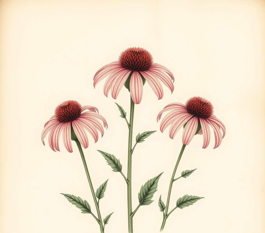 Trio of Pink Echinacea