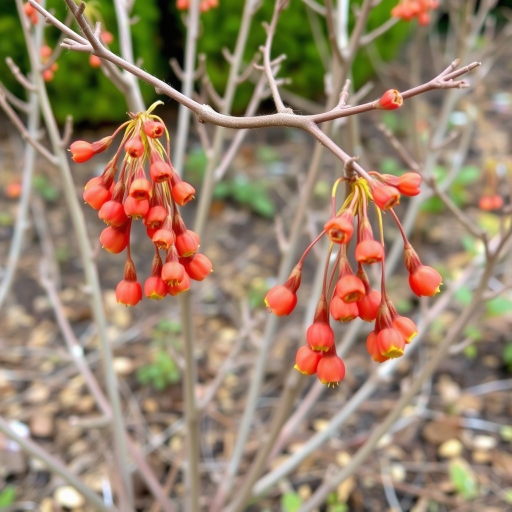 Edgeworthia chrysantha 'Red Dragon' Red paperbush