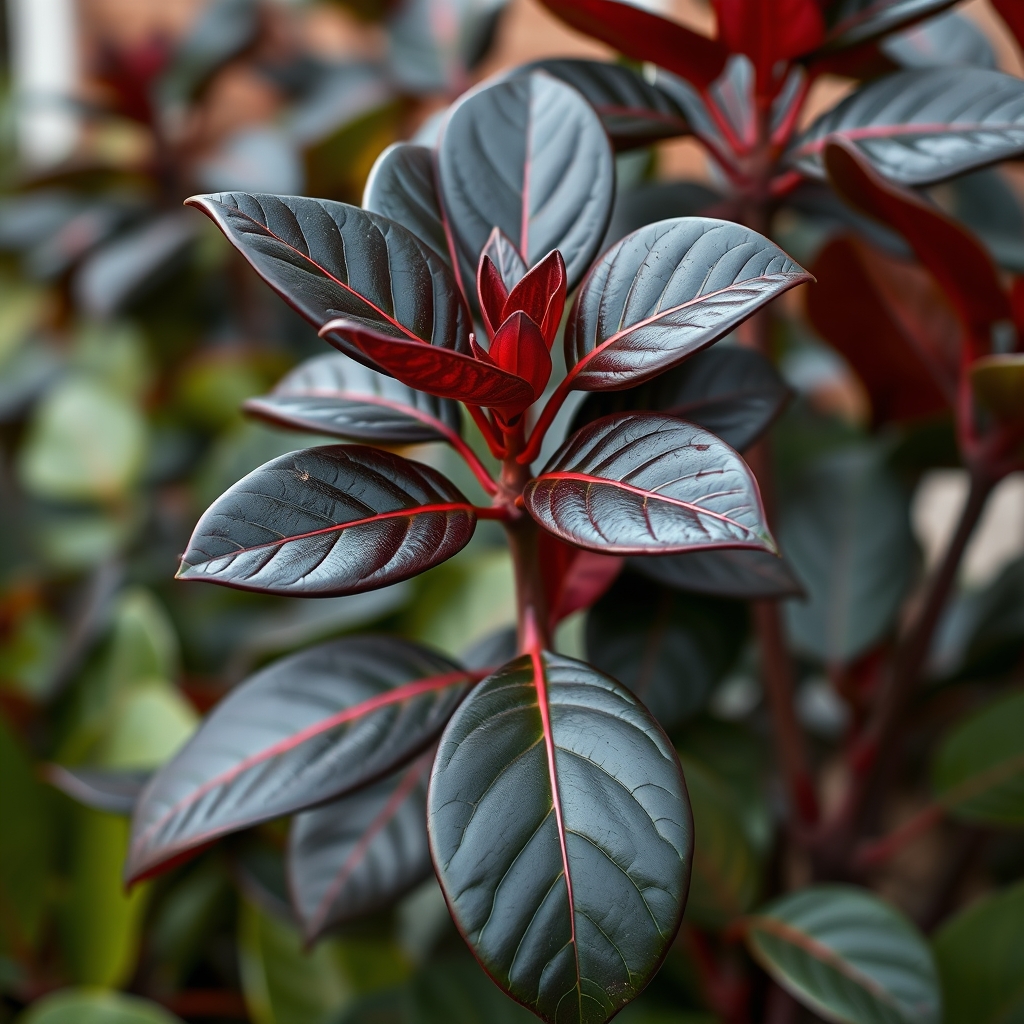 Ficus elastica Abidjan Burgundy Rubber Plant Straight Stem