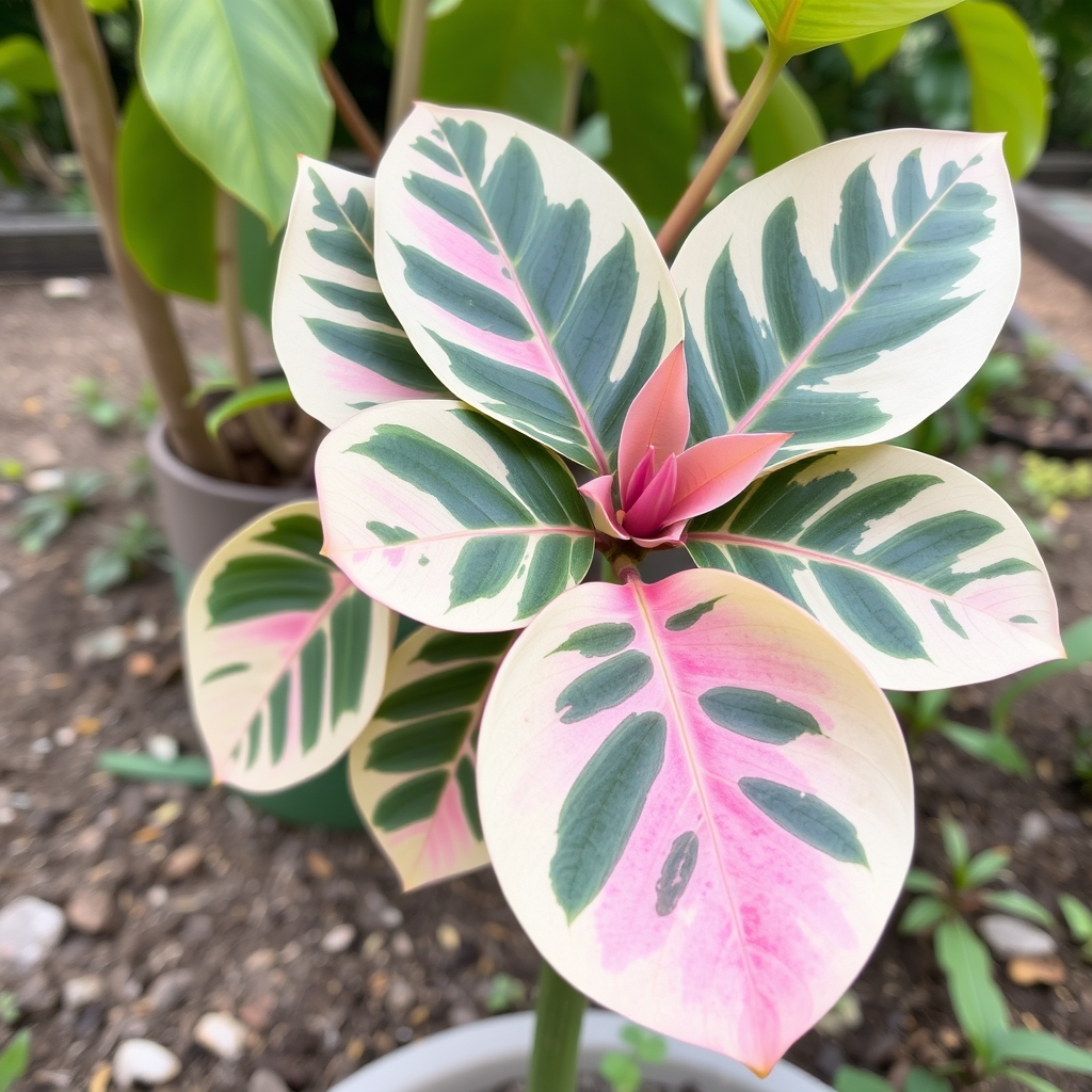 Ficus elastica Belize Pink Rubber Plant Straight Stem