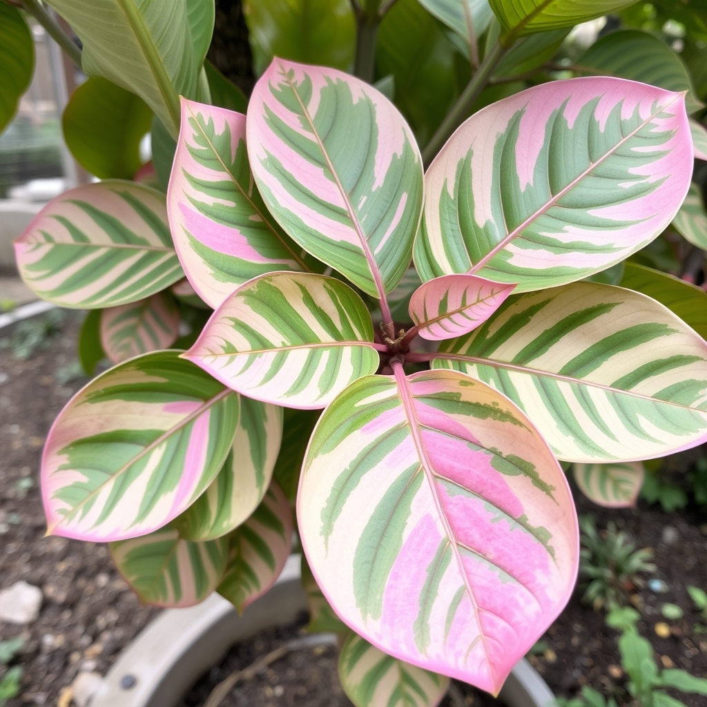 Ficus Elastica Belize Variegated Rubber Tree