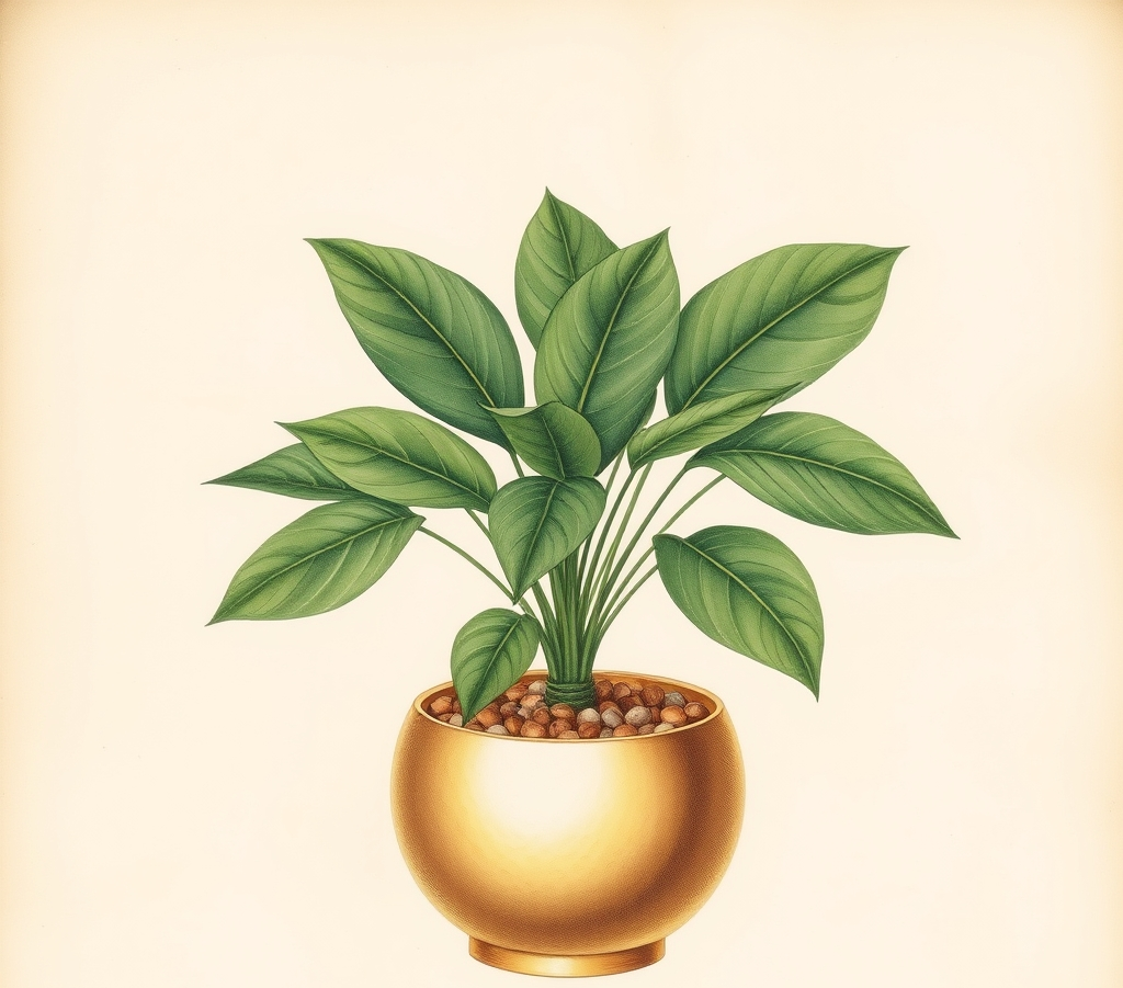 Ficus elastica Robusta HydroCare in Opus Hammered Globe Gold