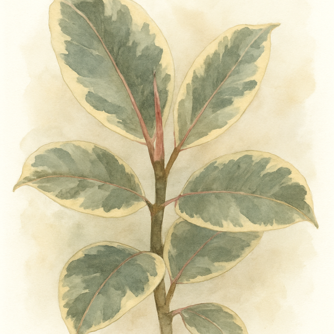 Ficus elastica Tineke Variegated Rubber Plant