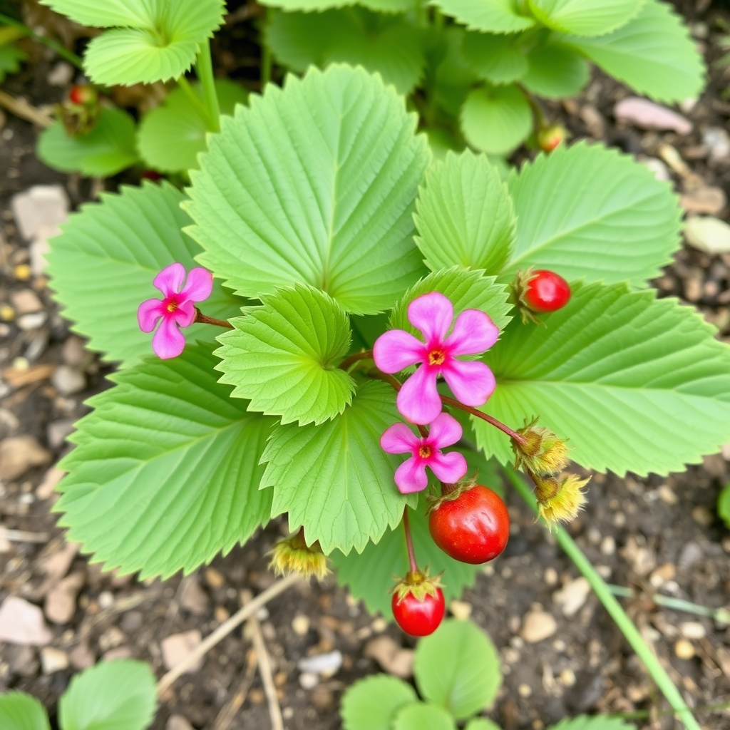Fragaria x annanassa 'Pink Panda' ('Frel')