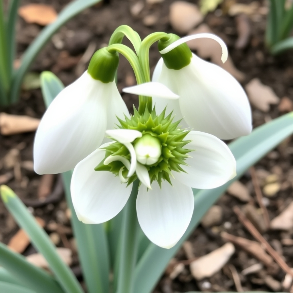 Galanthus ‘Double Hedgehog Green Tip’