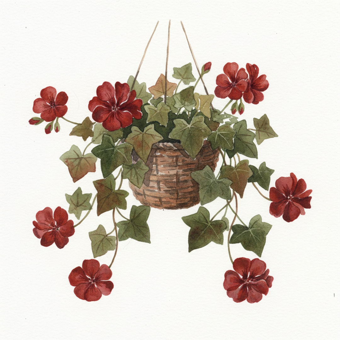Geranium Ivy Leaf Dark Red Basket Plants