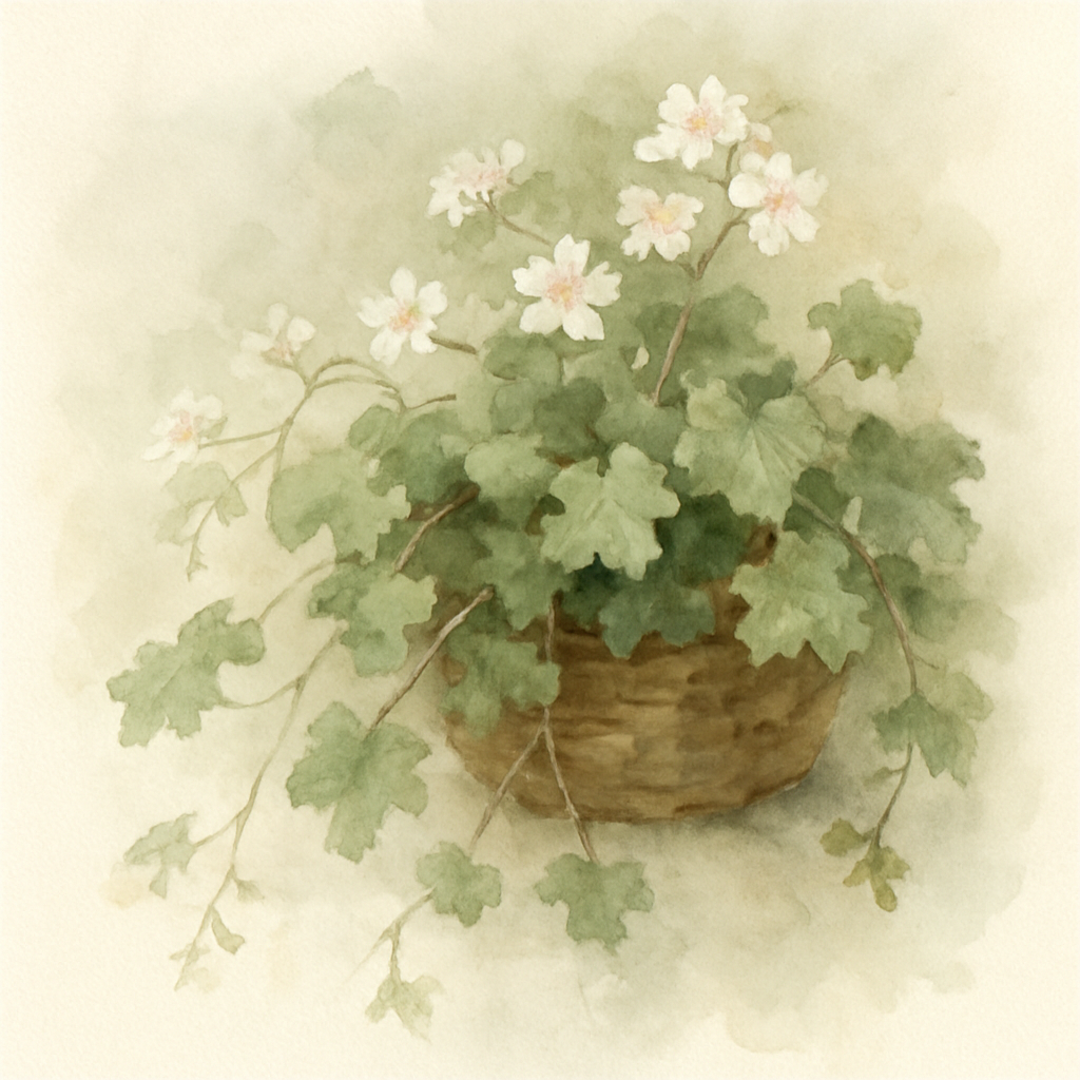 Geranium Ivy Leaf White Blush Basket Plants
