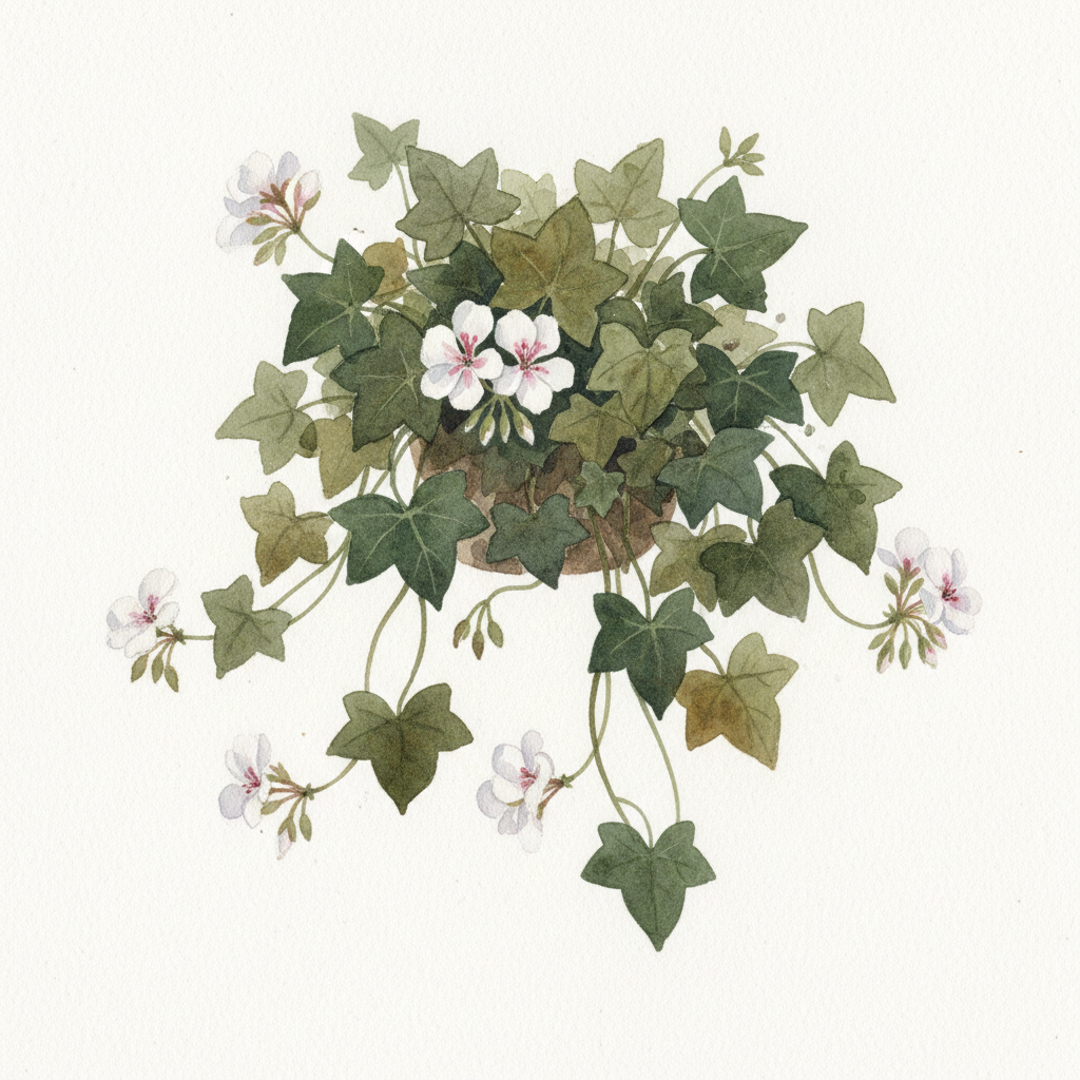 Geranium Ivy Leaf White Blush Basket Plants