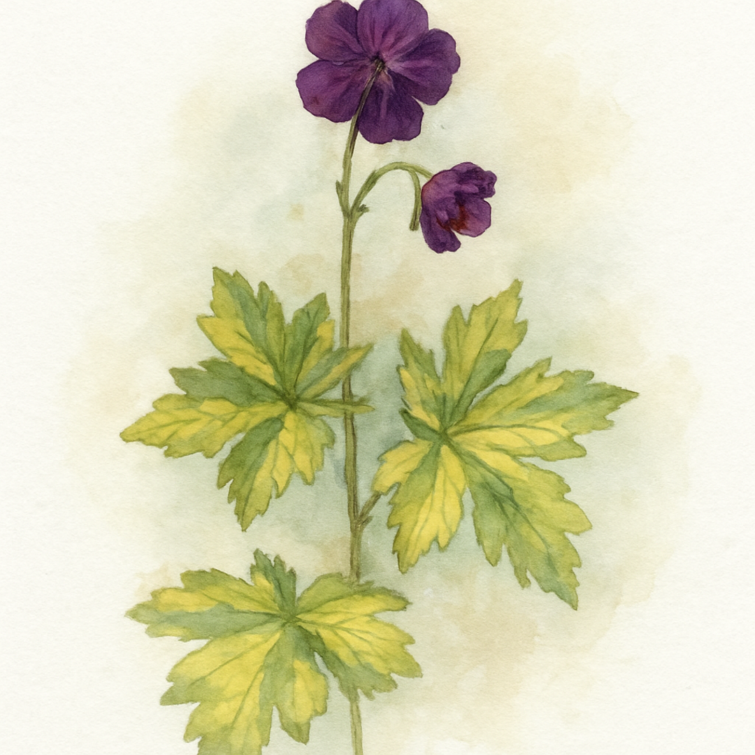 Geranium phaeum 'Brundall Gold'