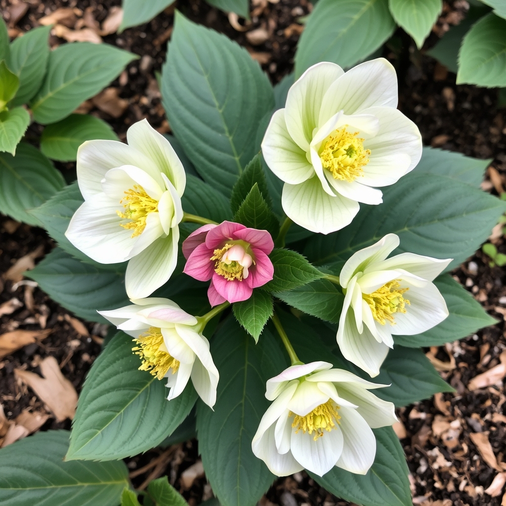 A of Helleborus x hybridus (Ashwood Garden Hybrids) Mixed Doubles
