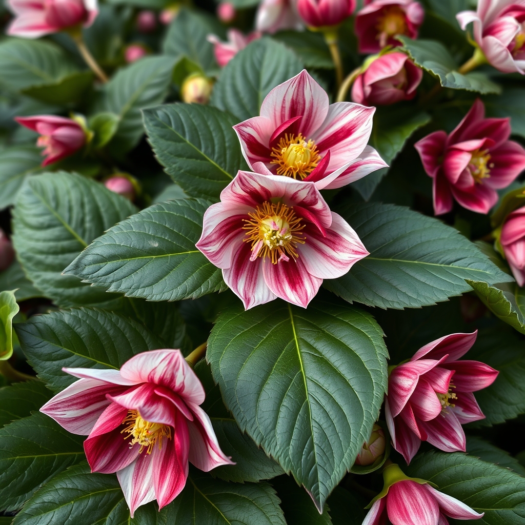 Helleborus x hybridus (Ashwood Evolution Group) Double White, red flush