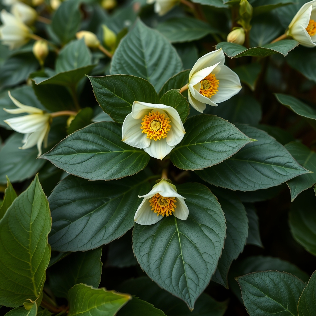 Helleborus x hybridus (Ashwood Evolution Group) Ivory white shades with Yellow nectaries