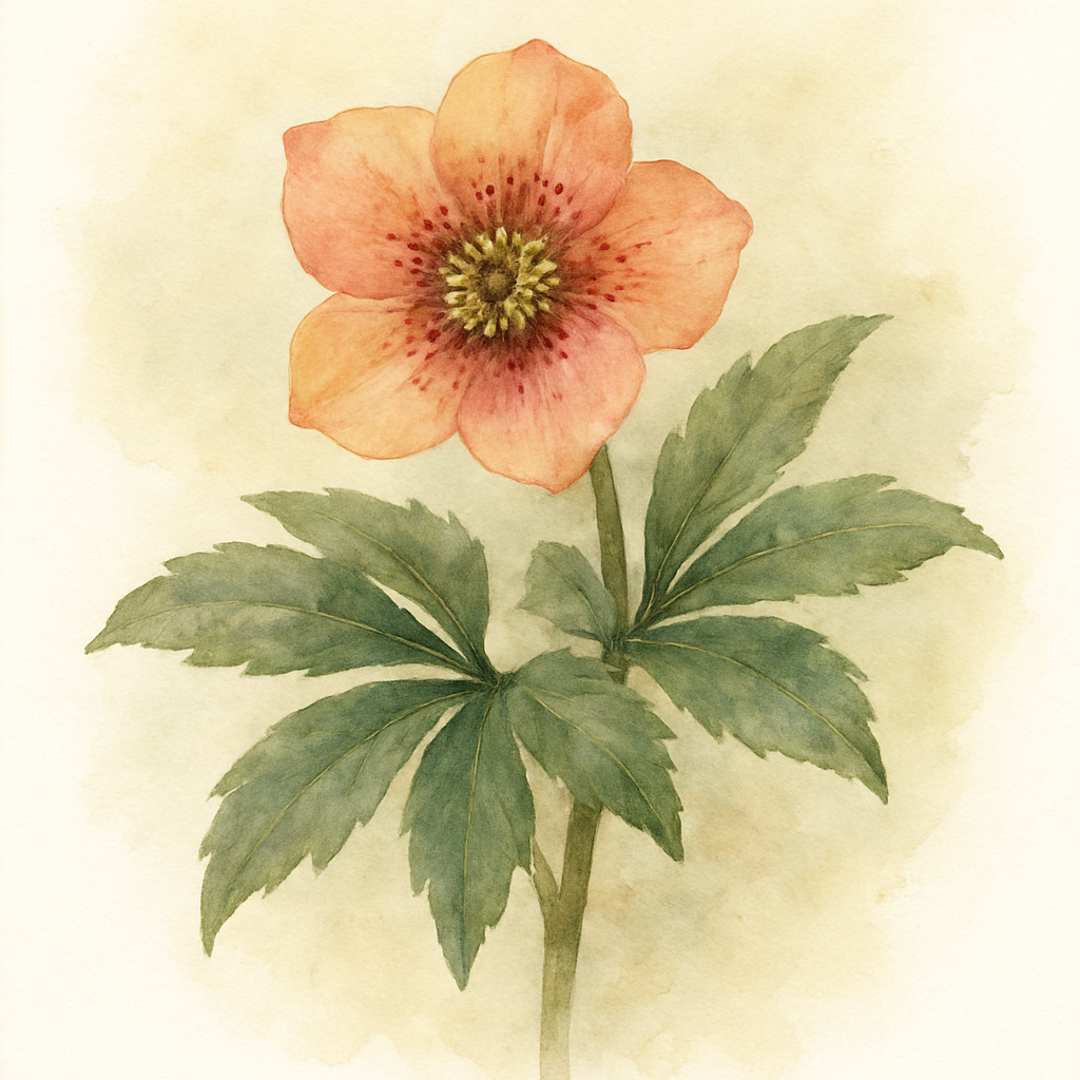 Helleborus x hybridus (Ashwood Evolution Group) Single Sunset shades (red nectaries, spotted)