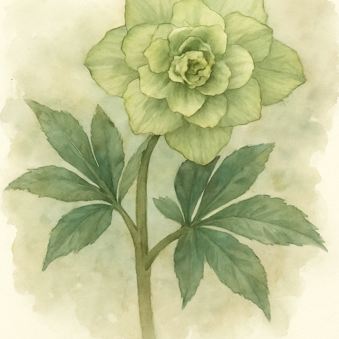 Helleborus x hybridus double green picotee veined