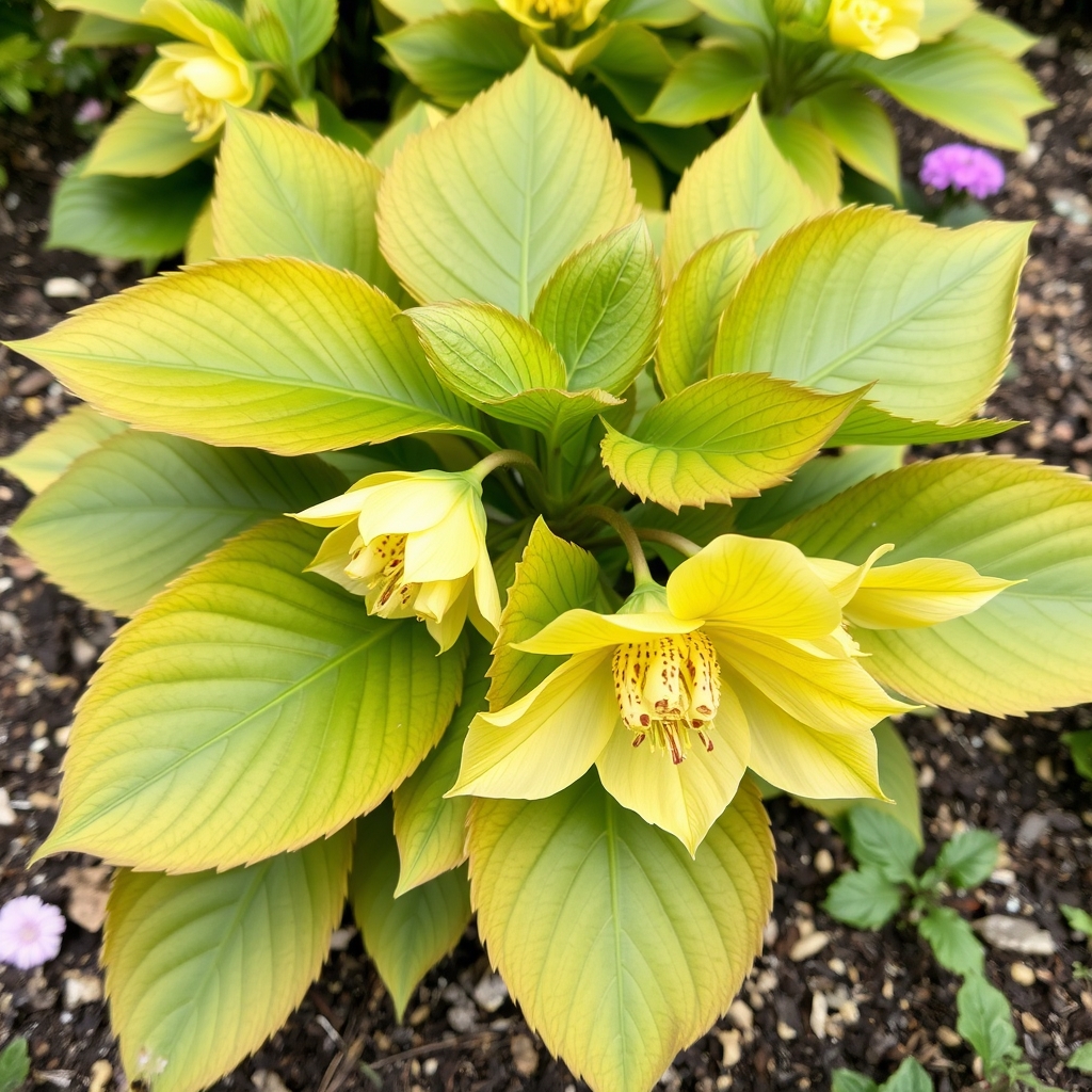 Helleborus x hybridus double yellow splash gold leaf