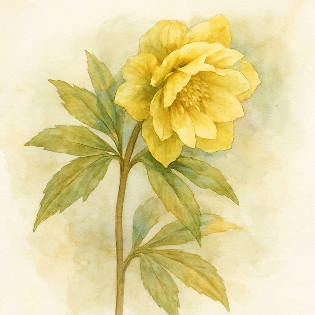 Helleborus x hybridus double yellow splash gold leaf
