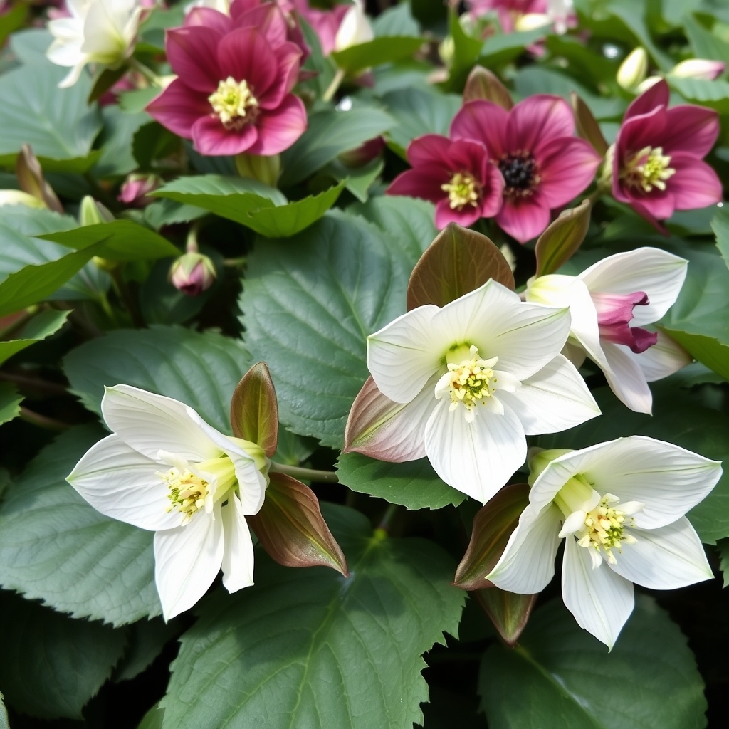 Helleborus x hybridus mixed Singles x 3 in flower