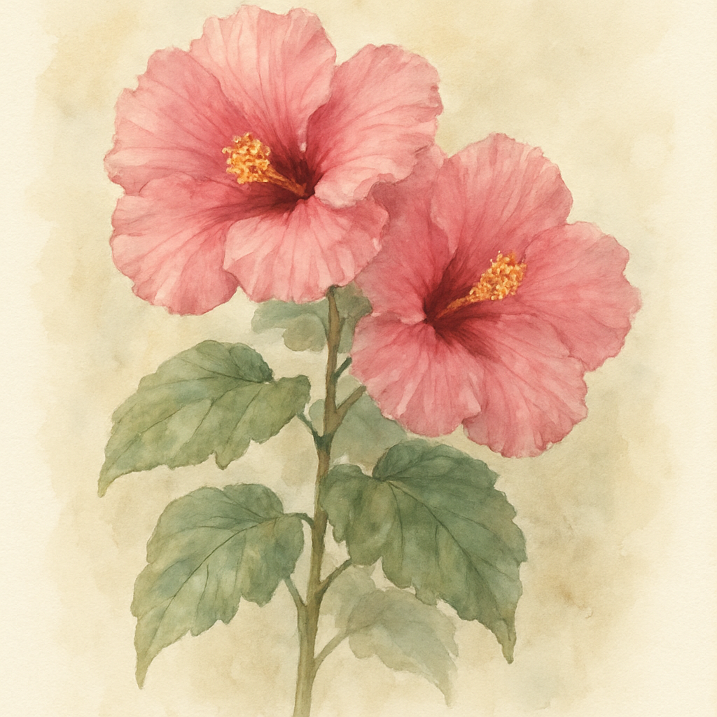 Pair of Large Pink Hibiscus