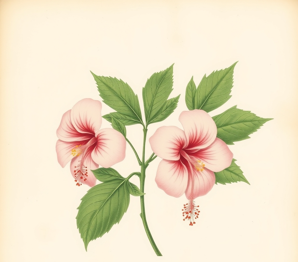 Pair of Small Pink Hibiscus