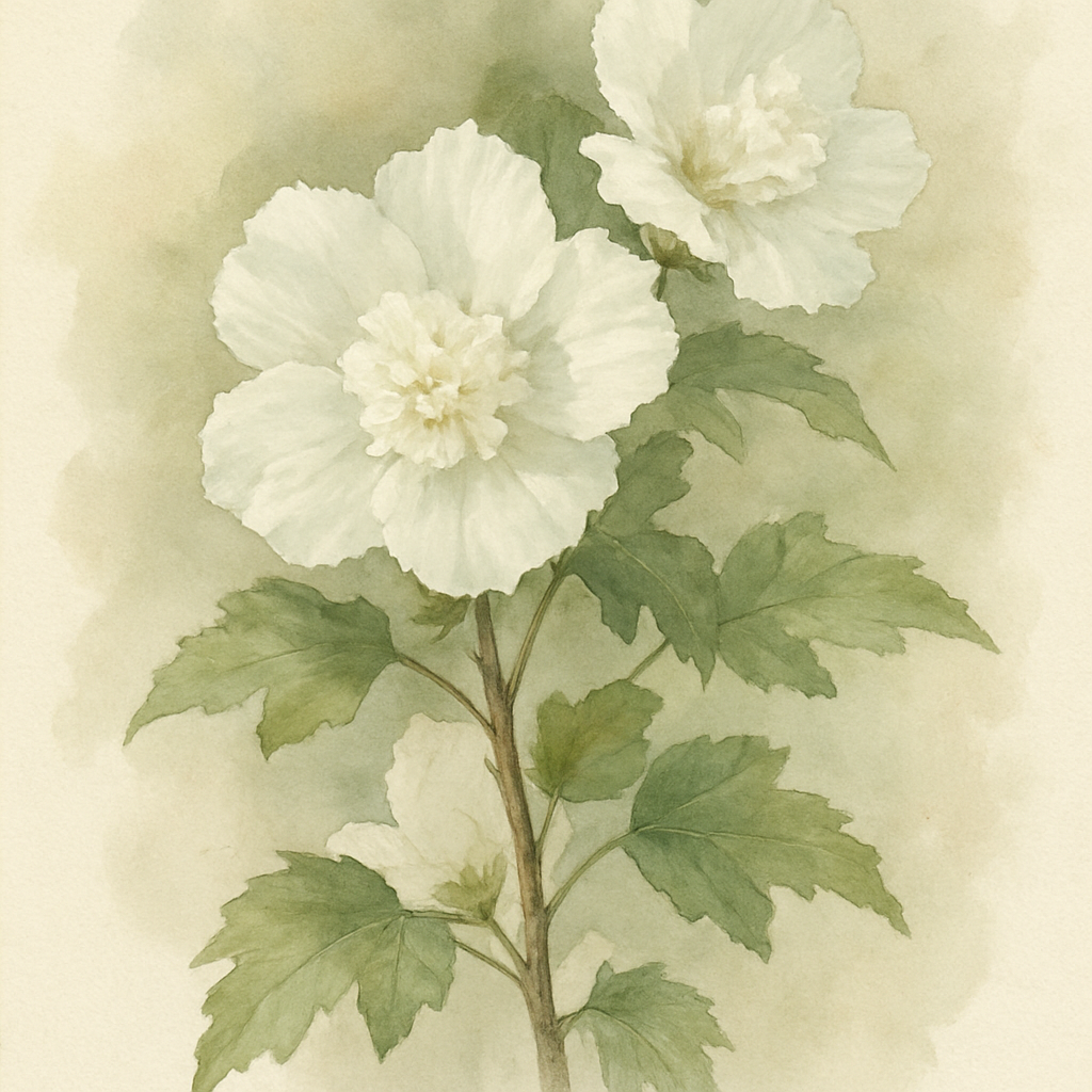 Hibiscus syriacus 'White Chiffon'