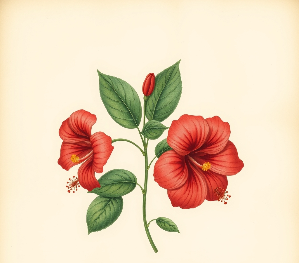 Trio of Small Red Hibiscus