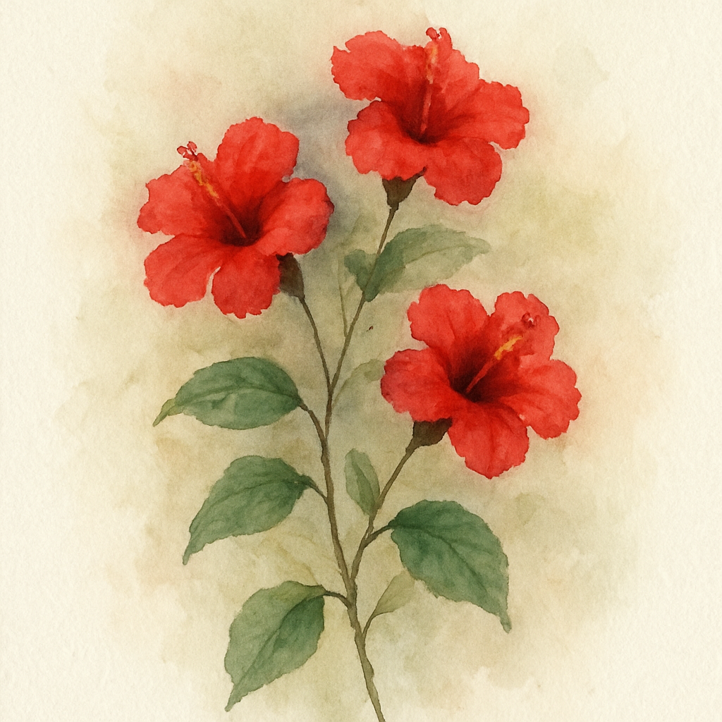 Trio of Small Red Hibiscus