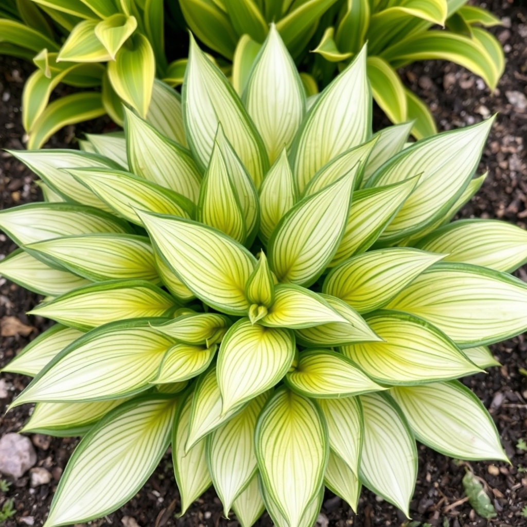 Hosta 'Silver Threads and Golden Needles'