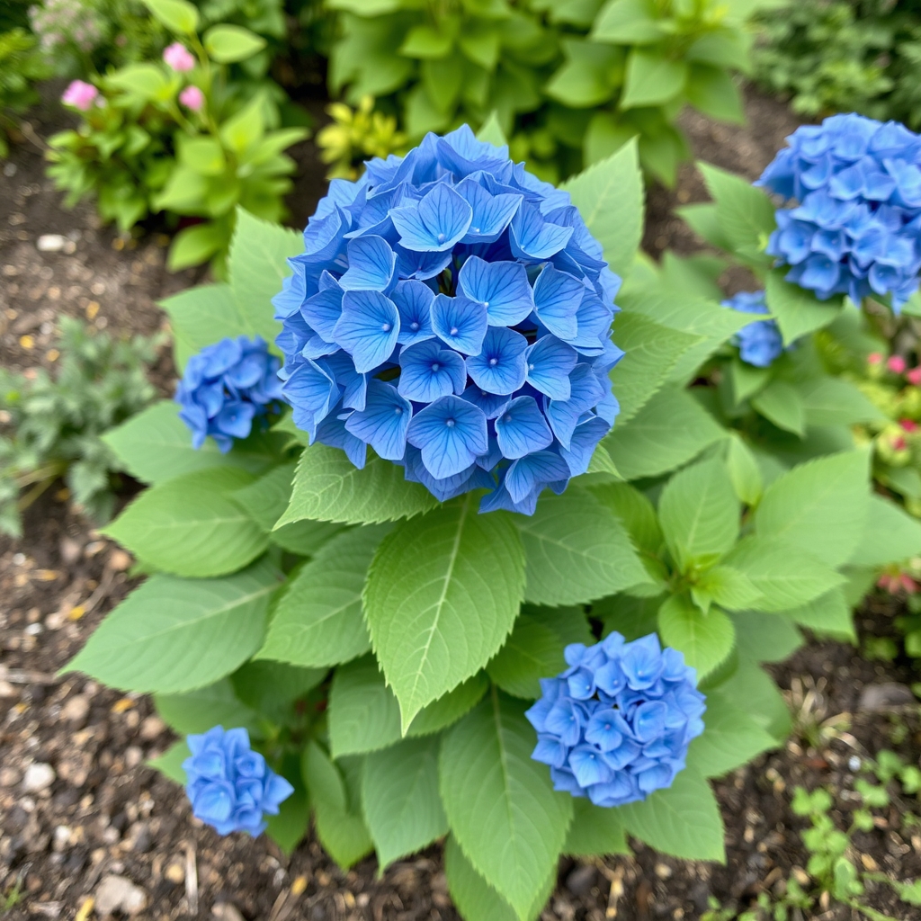 Hydrangea Blue in Stunning Garden Flowering Shrub