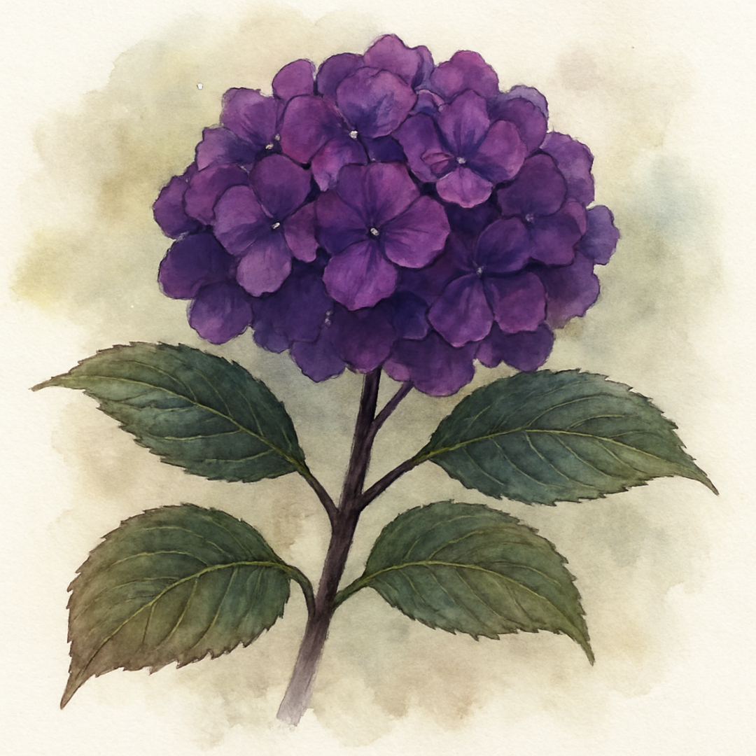 Hydrangea macrophylla 'Dark Angel Purple'